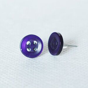 Little Shiny Purple Button Stud Earrings